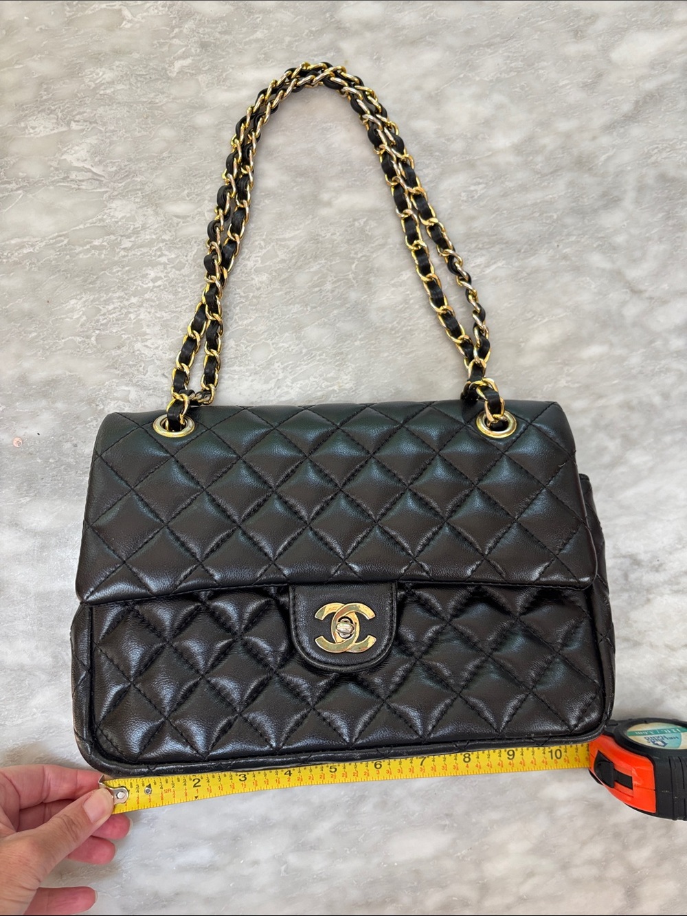Chanel Double Flap Black Lambskin Quilted Chain-Handle Shoulder Bag - Picture 12 of 12